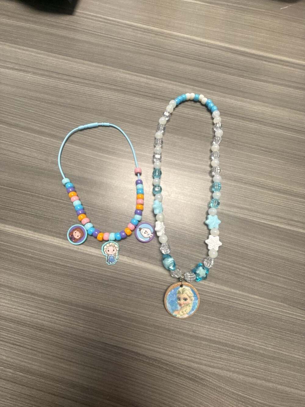 Disney Frozen Elsa and Friends Beaded Necklace and Charm Bracelet Jewelry Set